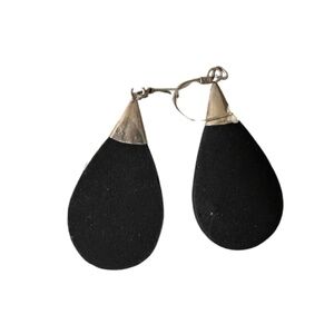 Tears of Etna – Black Volcanic Stone Drop Earrings